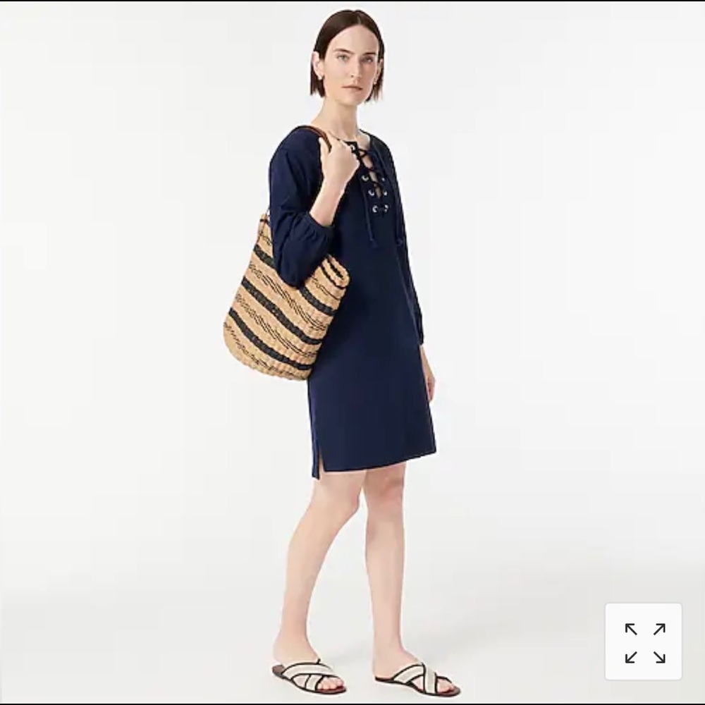 ‼️NWT🥰JCREW Lace-Up Navy Dress❤️